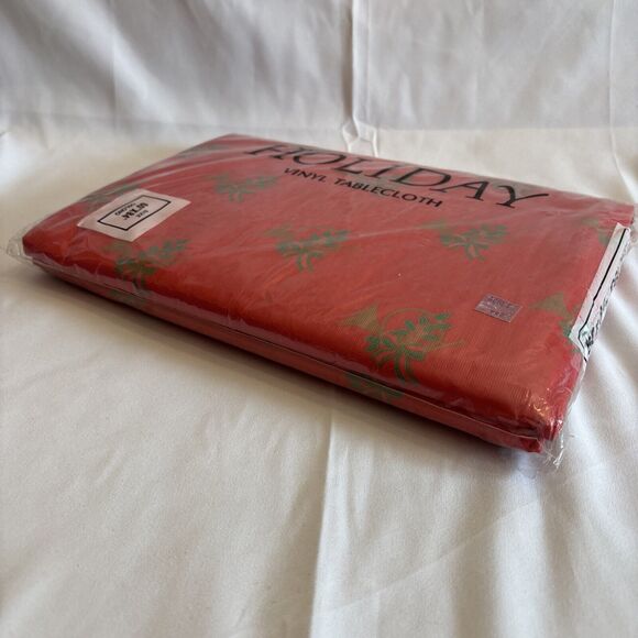 Vintage Holiday Christmas Vinyl Tablecloth Flannel Back 60”X84” Oblong New X-Mas - Picture 8 of 11